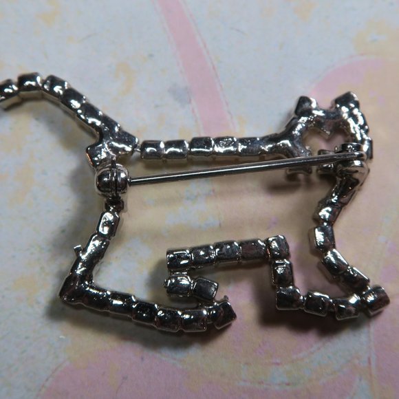 .925 Sterling Silver Plated Brilliant Rhinestone Cat Brooch / Pin - Picture 4 of 5